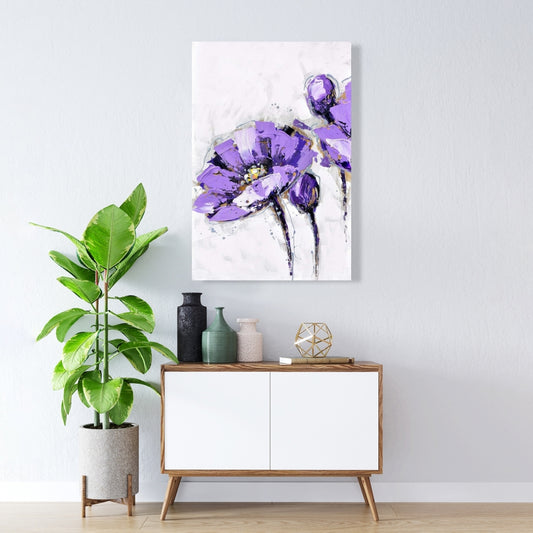 Purple Abstract Flowers Canvas - Botanical Floral Home Decor