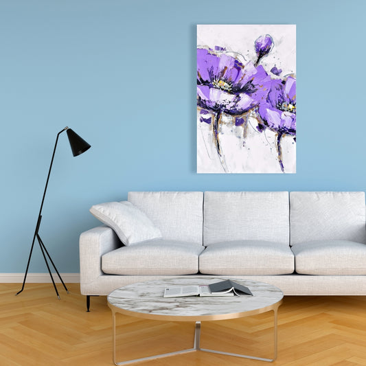 Toile « Fleurs d'anémone violettes » | Décoration florale contemporaine