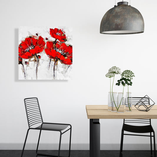 Abstract Poppy Flowers Canvas - Botanical Bedroom Decor