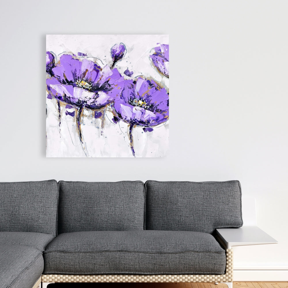 Abstract Purple Flowers Canvas | Botanical Home Decor Art