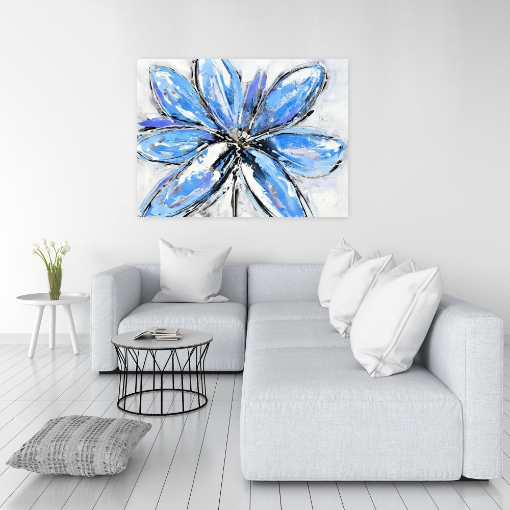 Blue Flower Botanical Canvas - Contemporary Home Decor Art