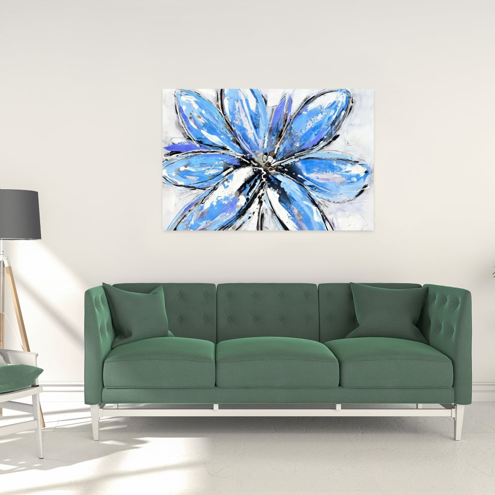 Blue Flower Botanical Canvas - Contemporary Home Decor Art