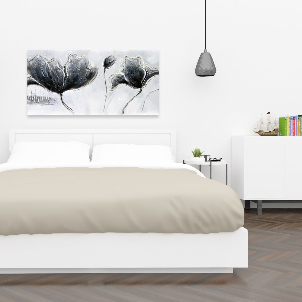 Industrial White Bedroom Canvas - Industrial Style Flowers Decor