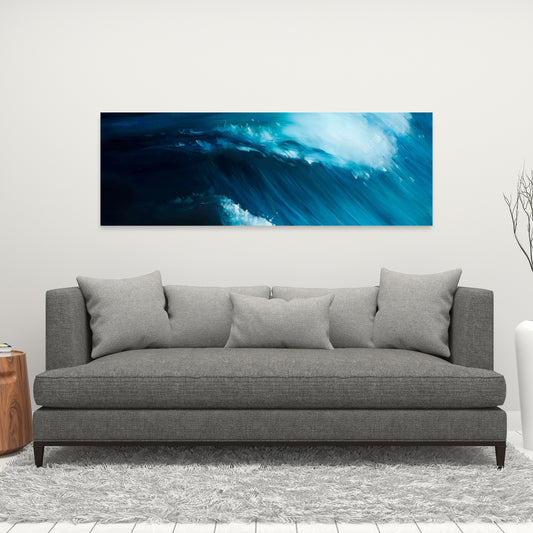 Unleashed Sea Blue Bedroom Canvas | Contemporary Home Decor