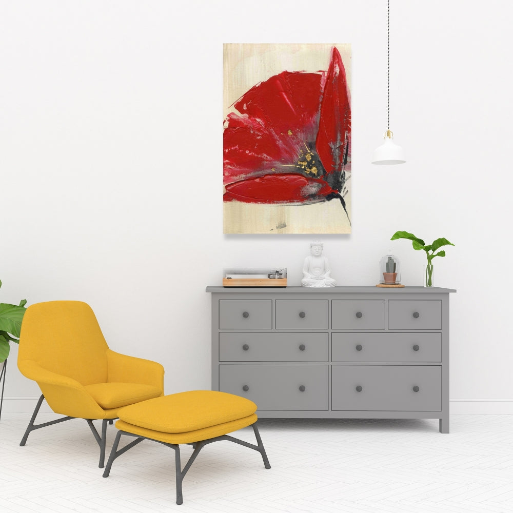 Bedroom Botanical Canvas | Three Red Flowers Home Decor