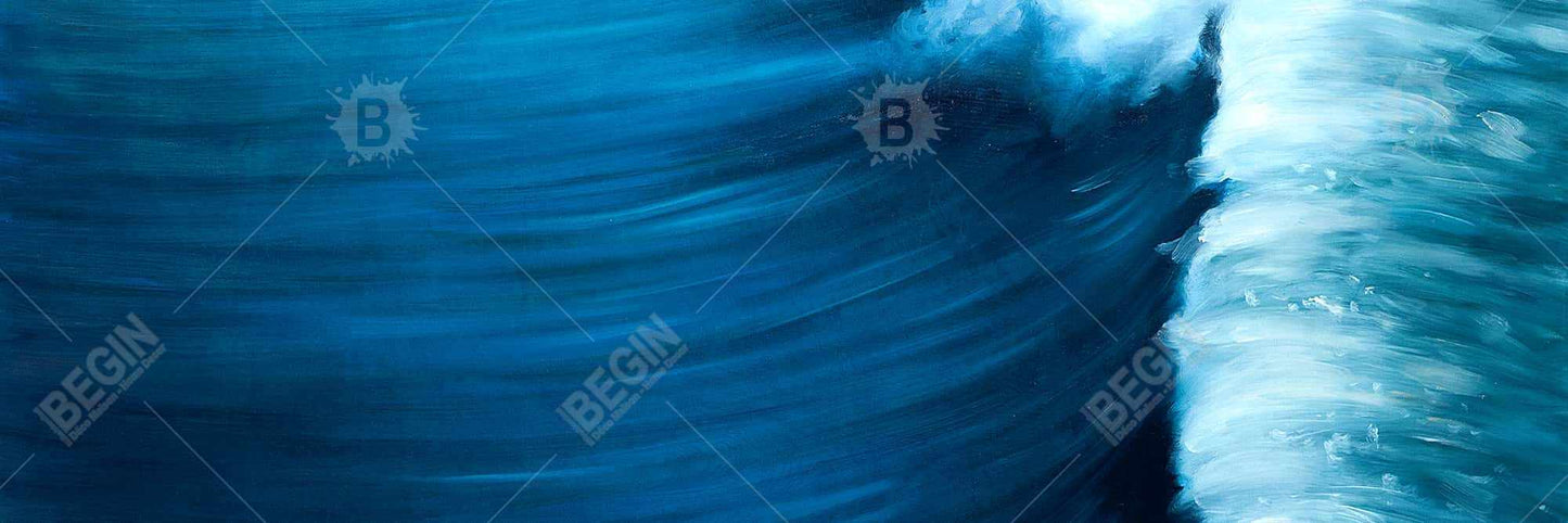 Wave Canvas - Contemporary Blue Bedroom Wall Art Decor