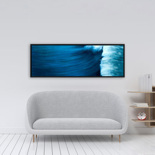 Blue Coastal Bedroom Framed Canvas - Wave Home Decor Art