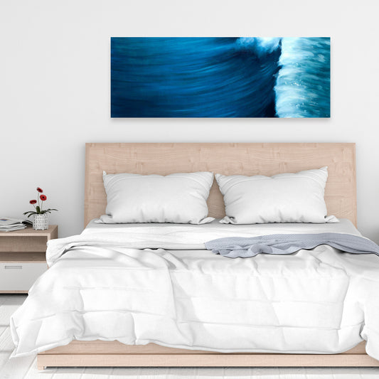 Wave Canvas - Contemporary Blue Bedroom Wall Art Decor