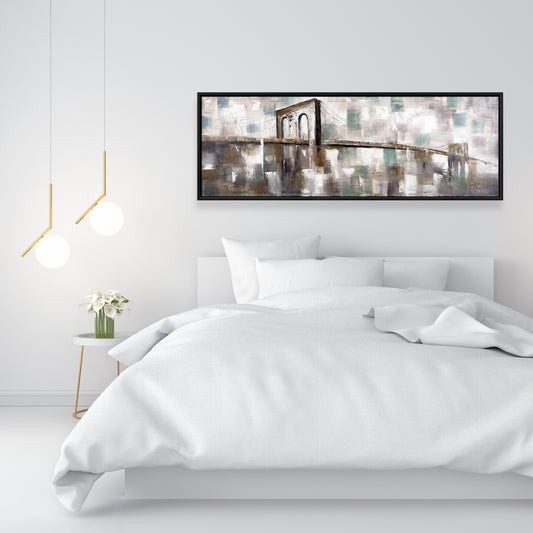 Toile abstraite avec pont tacheté - Décoration de chambre industrielle