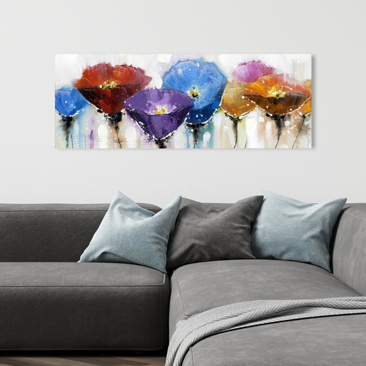 Blue Bedroom Botanical Canvas | Colorful Flowers Wall Art