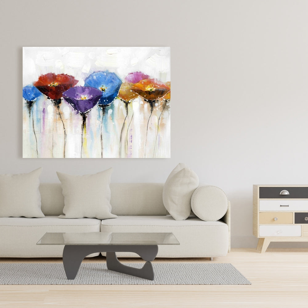 Blue Bedroom Botanical Canvas | Colorful Flowers Wall Art