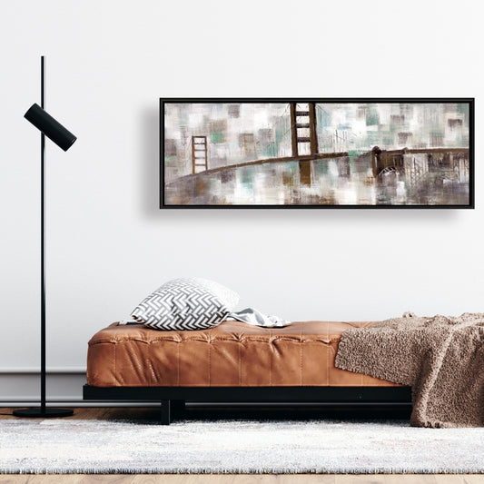 Toile abstraite Golden Gate - Décoration murale encadrée marron