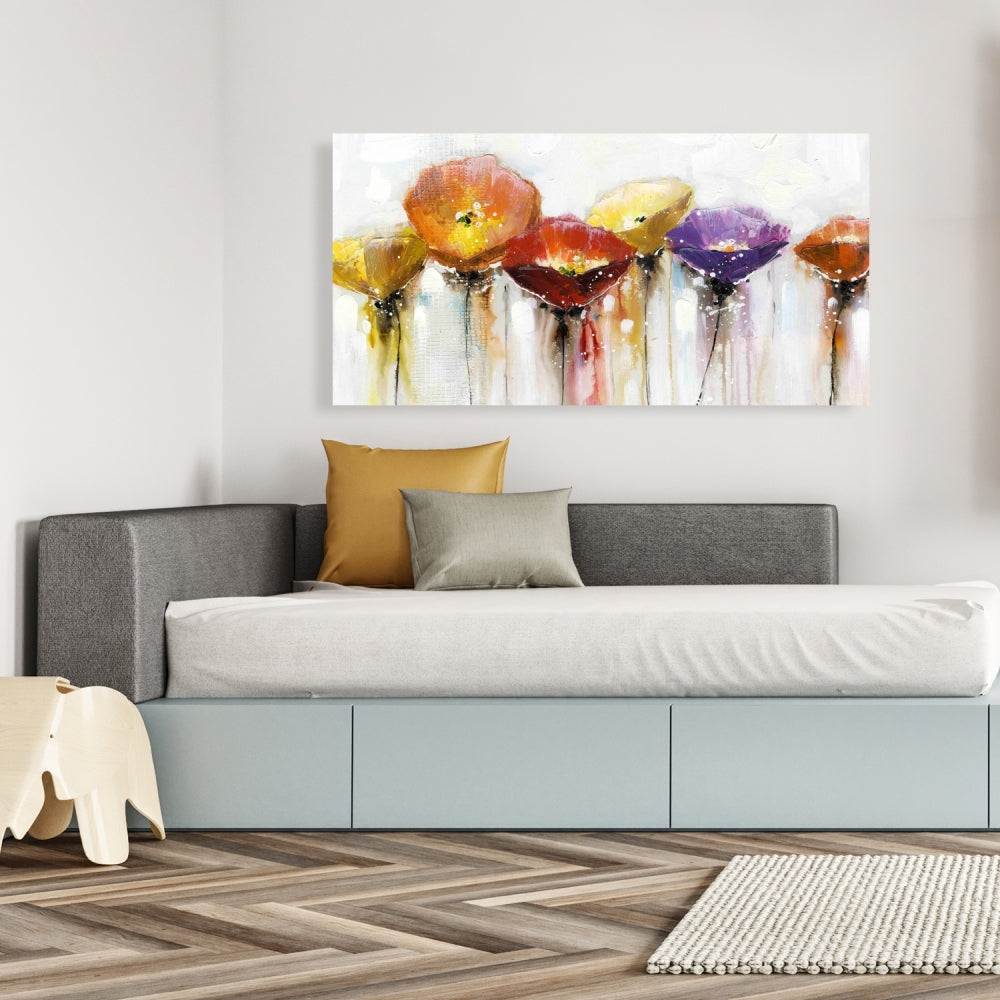 Colorful Abstract Floral Canvas | Botanical Home Decor