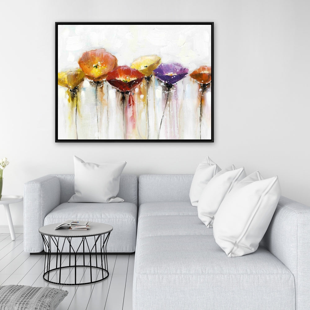 Industrial Bedroom Floral Canvas | Colorful Abstract Flowers