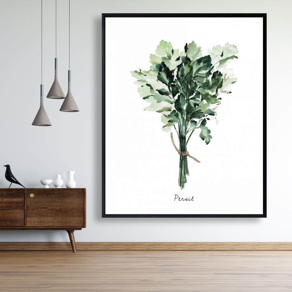 Toile « Tied Up Persil Bundle Fr » | Décoration murale de cuisine avec feuilles