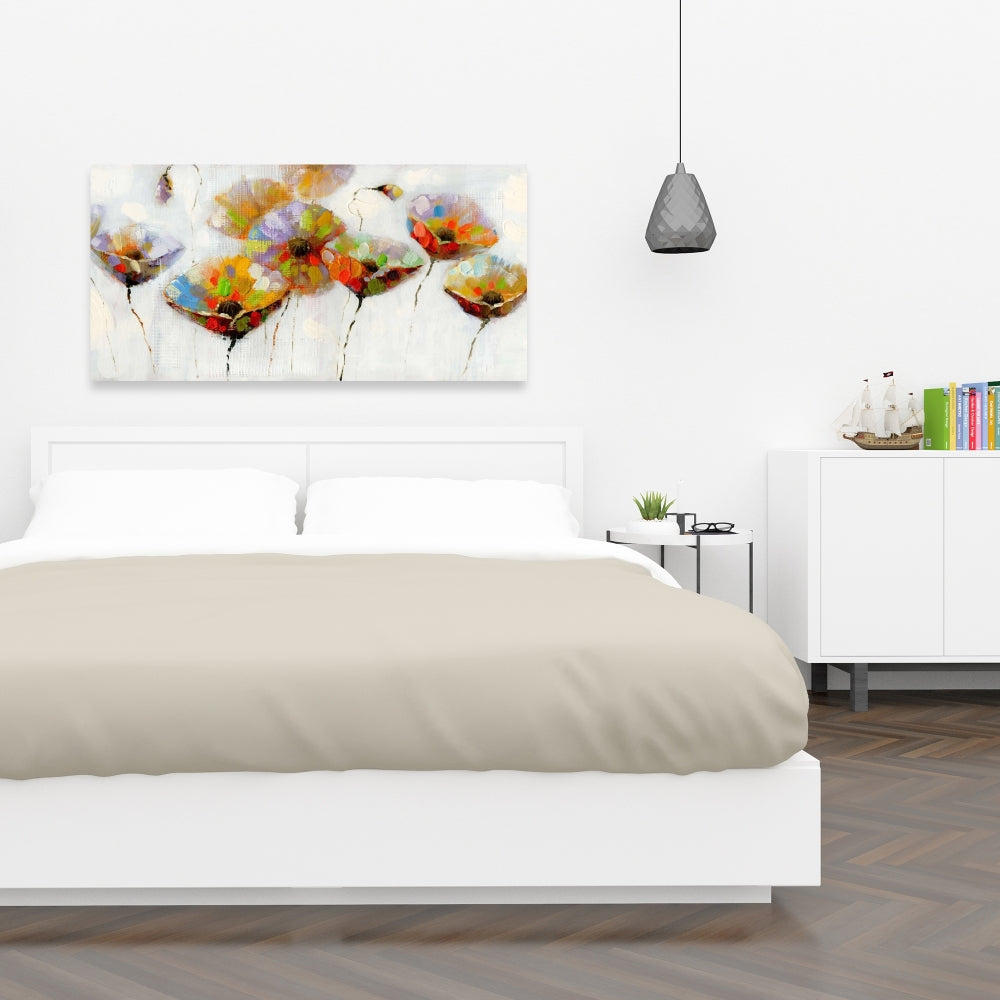 Contemporary Gray Canvas | Color Dotted Flowers Wall Art