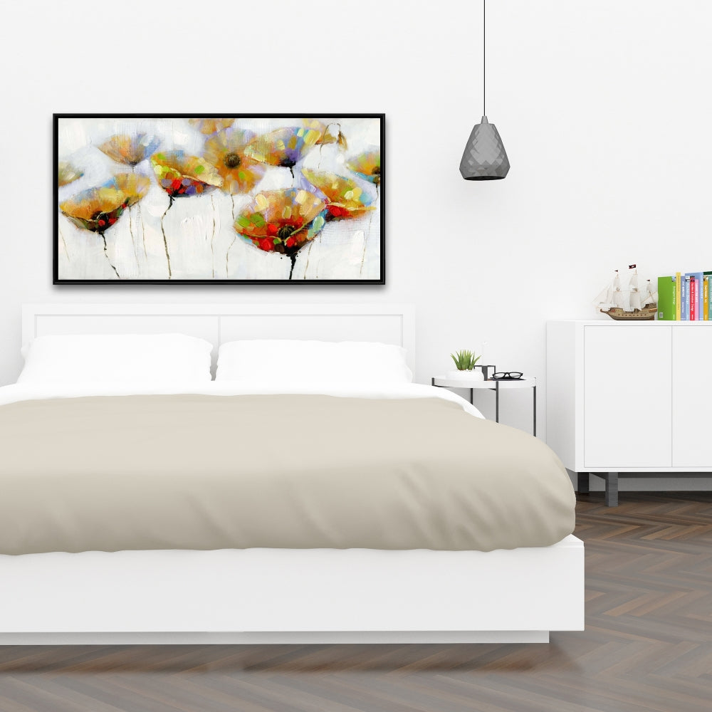 Orange Botanical Canvas | Color Spotted Flowers Framed Art