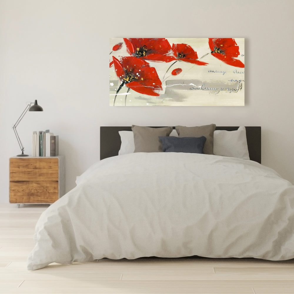 Abstract Red Flowers in Wind Canvas | Contemporary Wall Art
