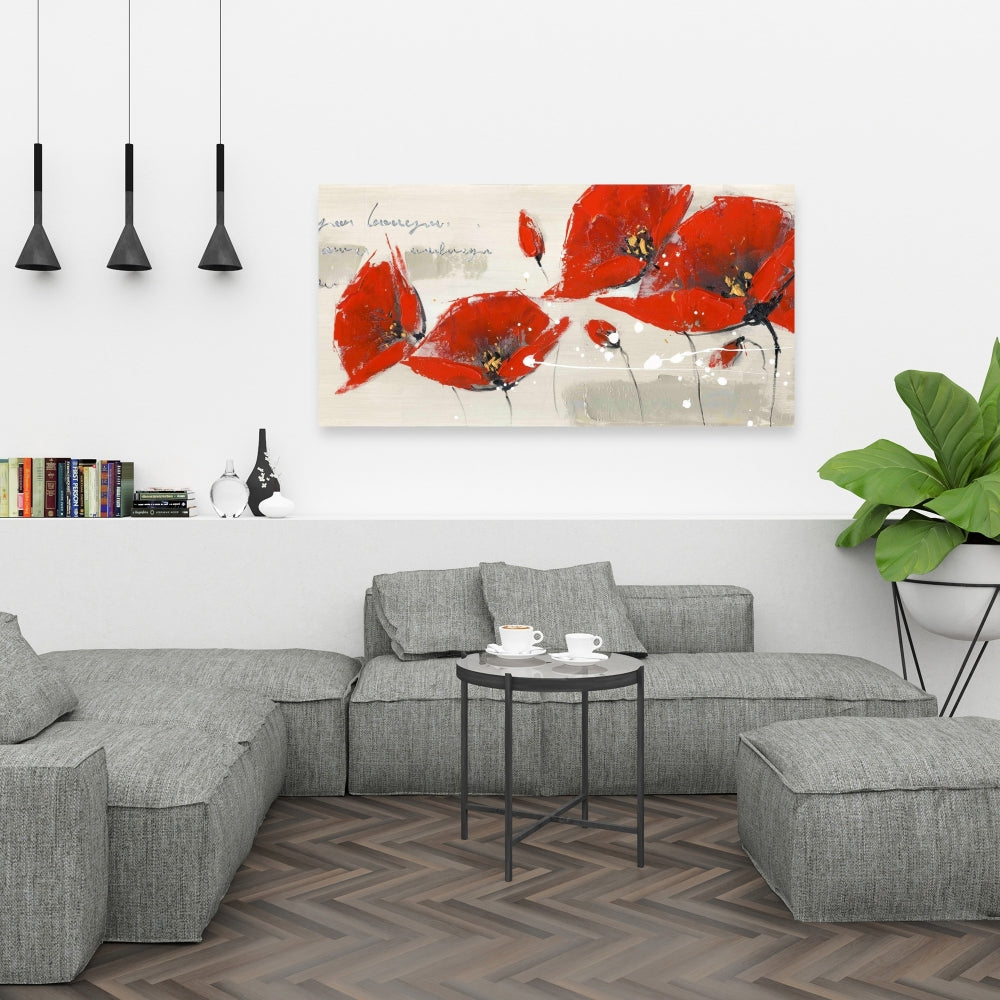 Red Floral & Botanical Bedroom Canvas | Home Decor Wall Art