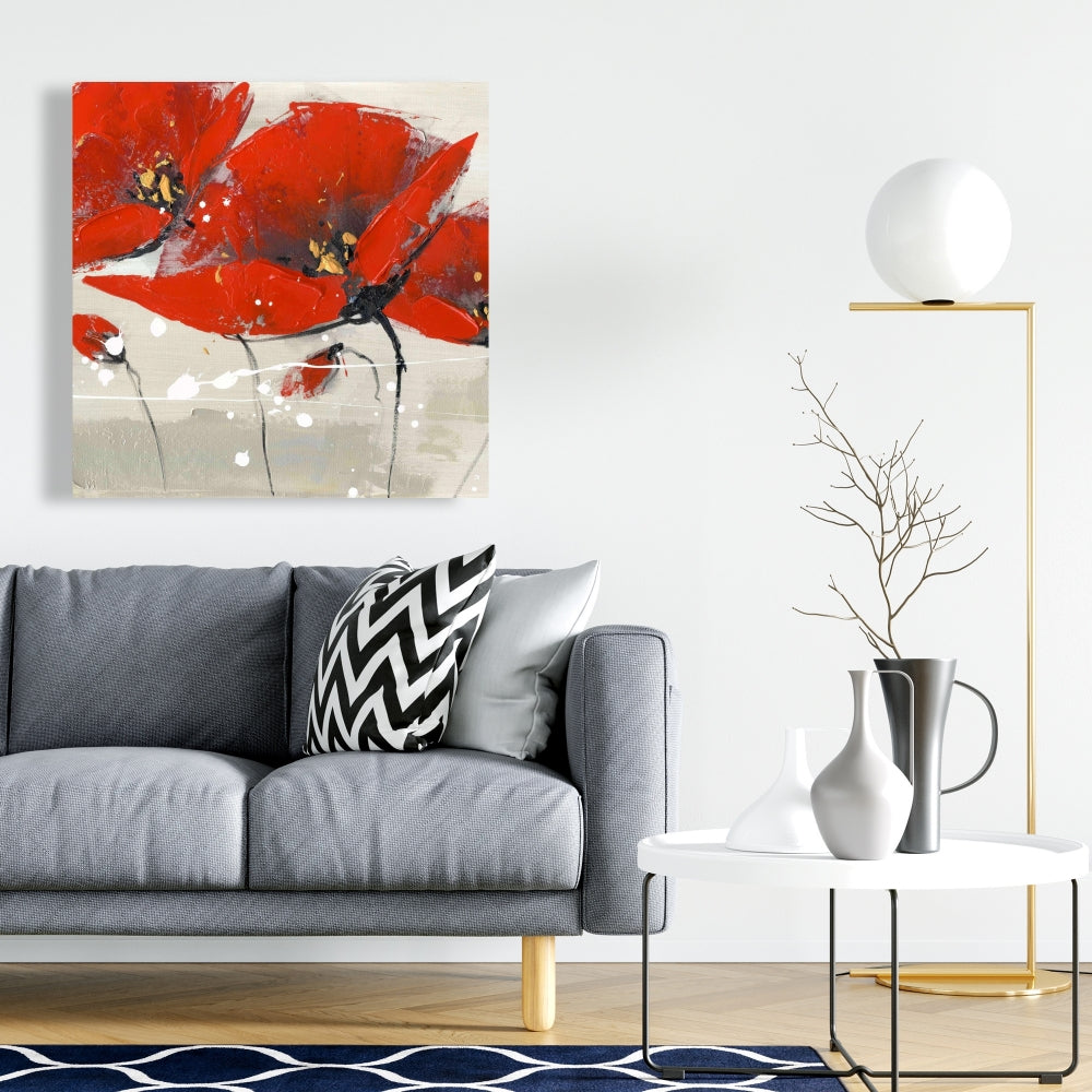 Red Floral & Botanical Bedroom Canvas | Home Decor Wall Art