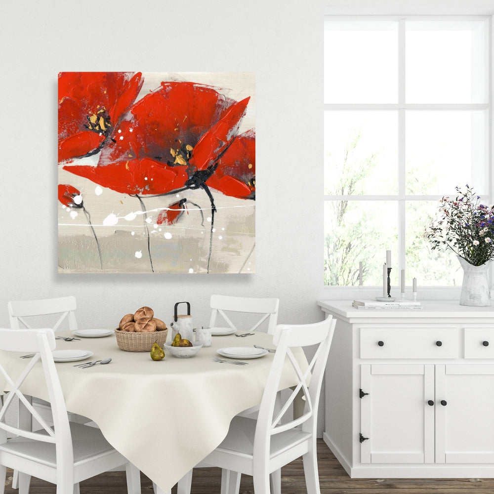 Red Floral & Botanical Bedroom Canvas | Home Decor Wall Art