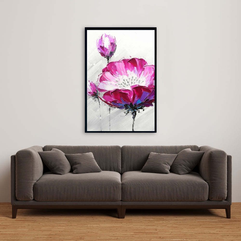 Fuchsia Wild Flower Botanical Canvas - Floral Bedroom Decor