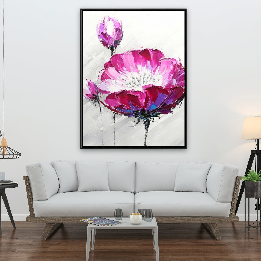 Fuchsia Wild Flower Botanical Canvas - Floral Bedroom Decor