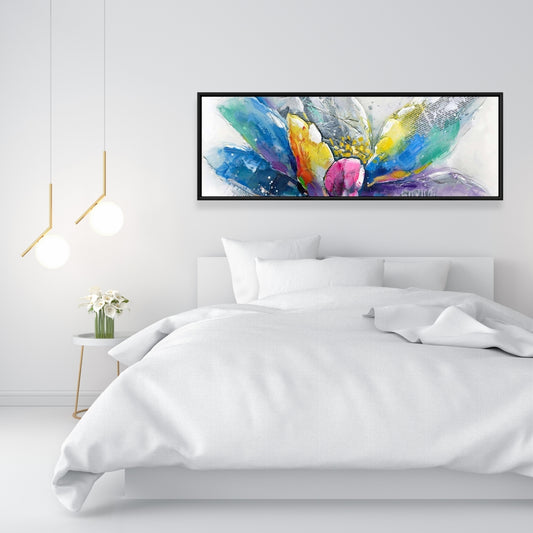 Toile florale abstraite | Décoration botanique et industrielle pour chambre à coucher