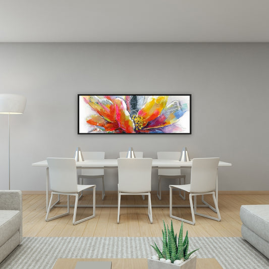 Toile encadrée avec motif de fleurs abstraites rouges botaniques pour décoration intérieure