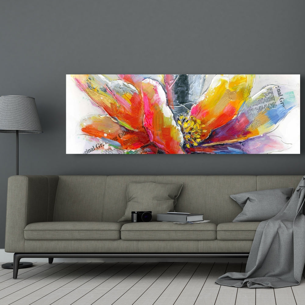 Red Botanical Canvas | Abstract Flower Texture Home Decor