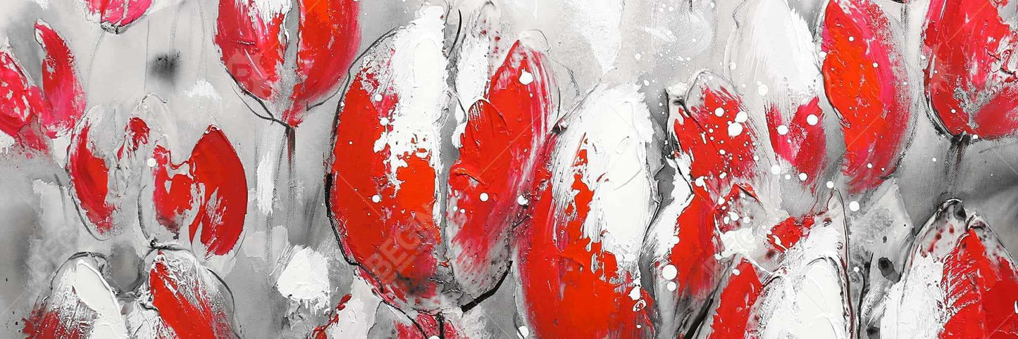 Toile abstraite de tulipes rouges – Décoration de chambre florale et botanique