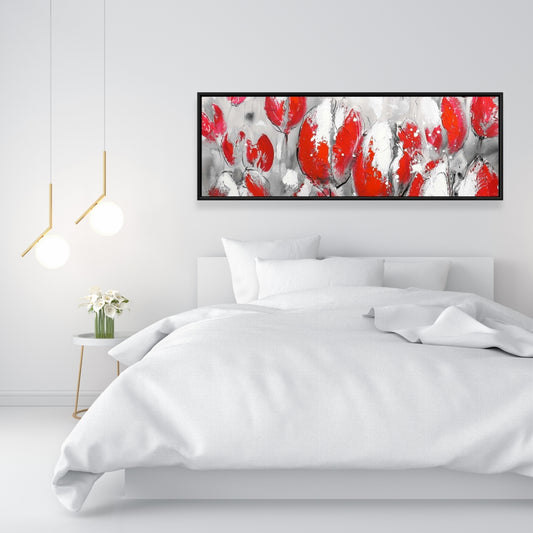 Toile abstraite de tulipes rouges – Décoration de chambre florale et botanique