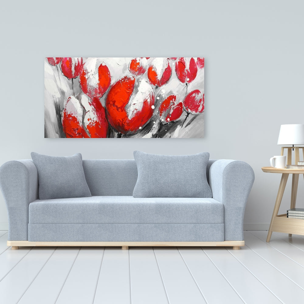 Red Tulips Canvas | Botanical Contemporary Floral Home Decor