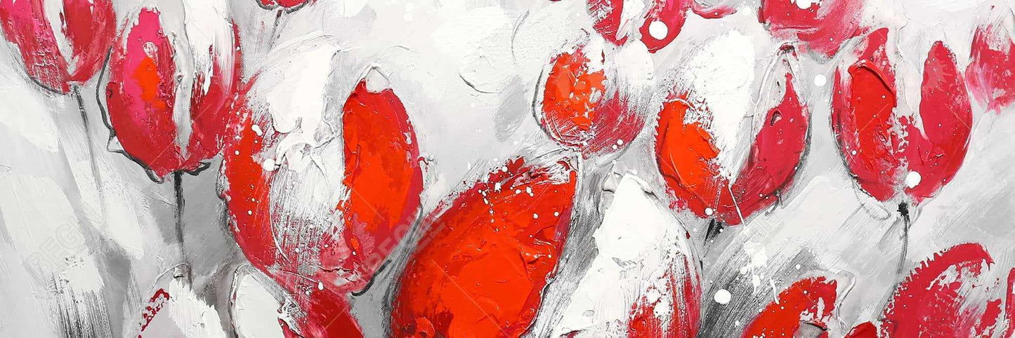 Toile Tulipes rouges | Décoration de chambre contemporaine avec cadre blanc