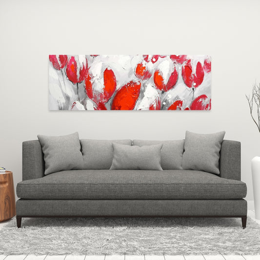 Red Tulips Canvas | Botanical Contemporary Floral Home Decor