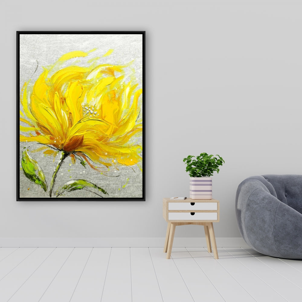Yellow Fluffy Flower Canvas | Floral & Botanical Home Decor