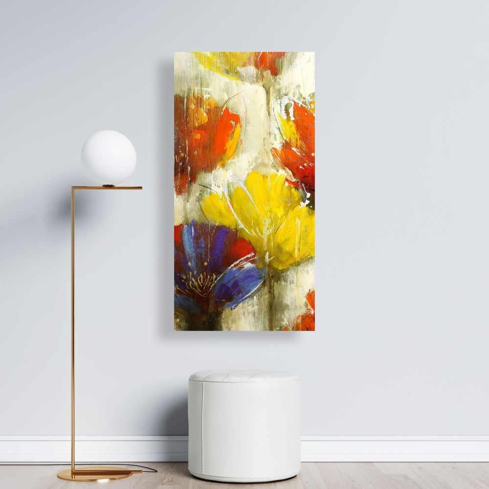 Yellow Contemporary Botanical Canvas | Modern Flower Decor