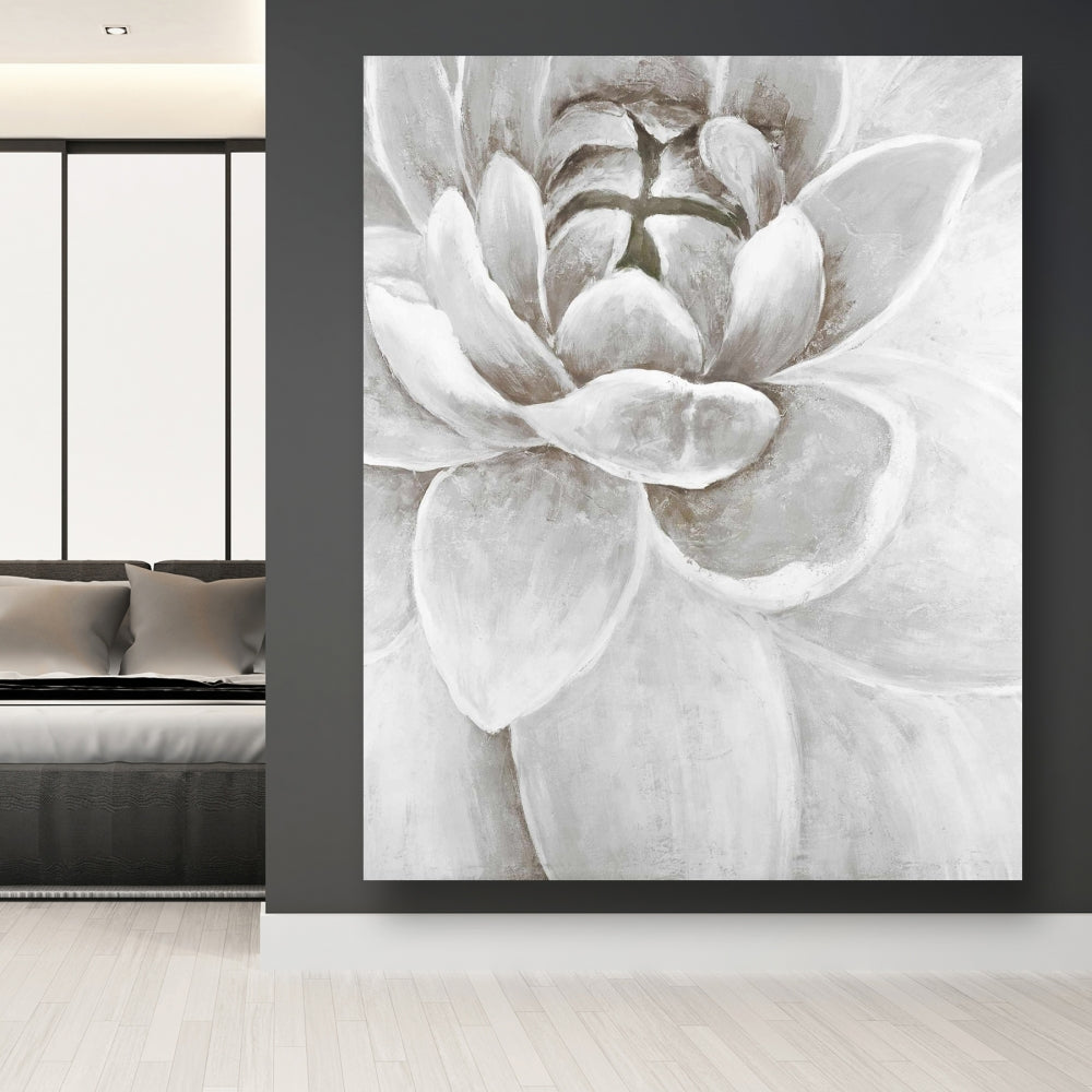 Modern White Canvas - Delicate White Chrysanthemum Decor