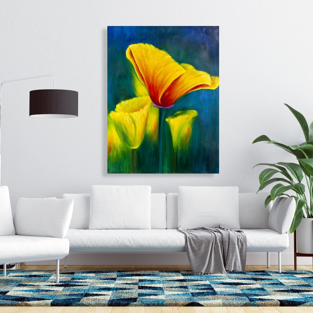 Blue Botanical Canvas | Colorful Flower Art for Home Decor