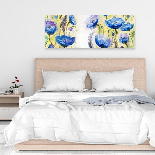 Blue Botanical Bedroom Canvas - Blue Garden Home Decor Art