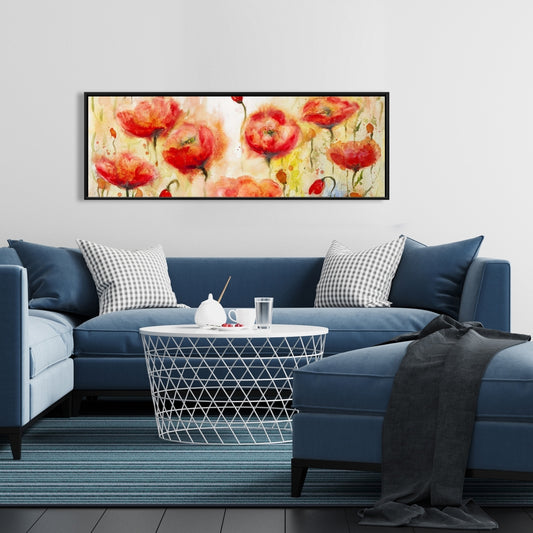 Red Flowers Garden Canvas | Botanical Contemporary Decor