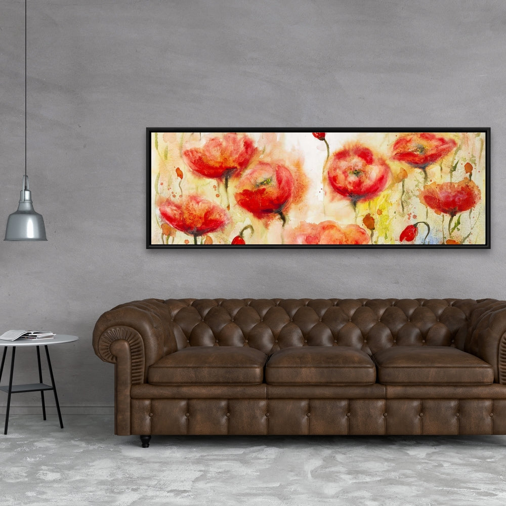 Red Flowers Garden Canvas | Botanical Contemporary Decor