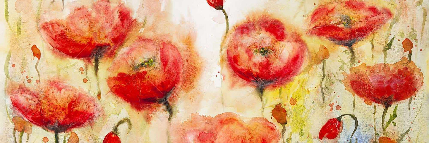 Red Flowers Garden Canvas | Botanical Contemporary Decor