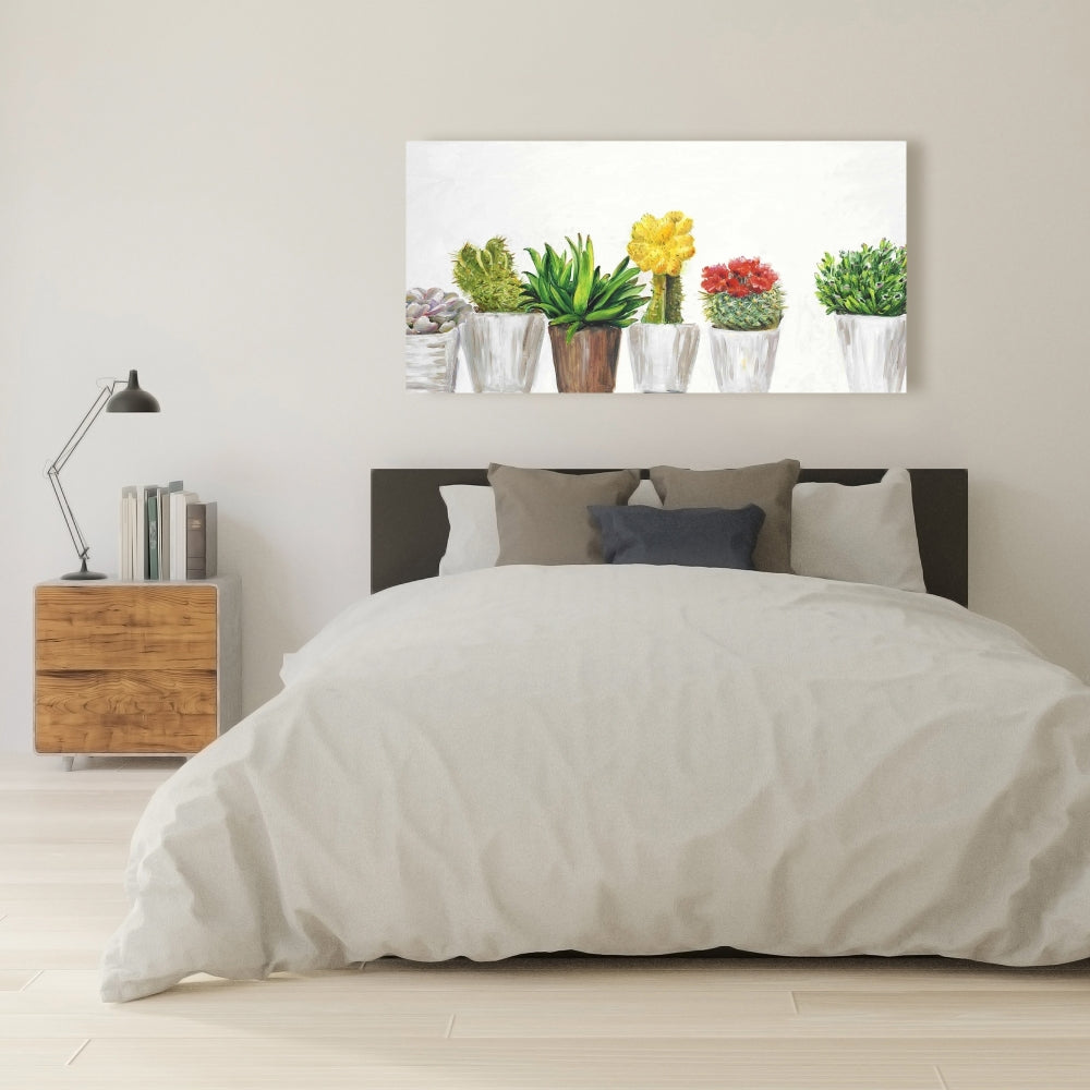 Small Cactus & Succulents Canvas | White Exotic Bedroom Decor