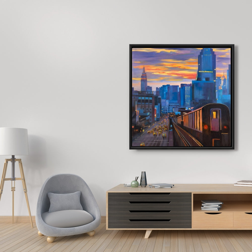 Toile « Métro de New York » | Décoration de chambre bleue