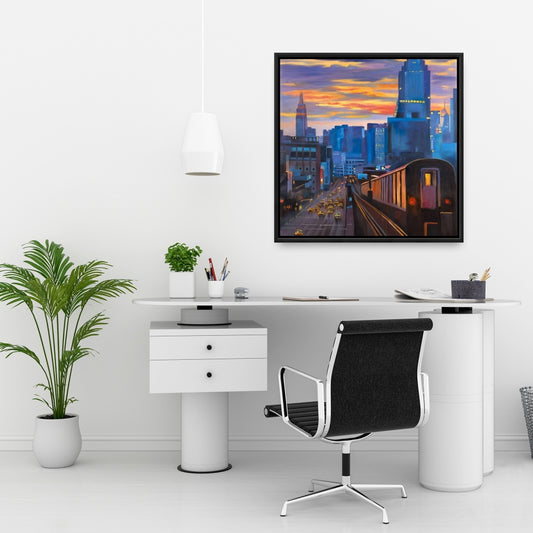 Toile « Métro de New York » | Décoration de chambre bleue