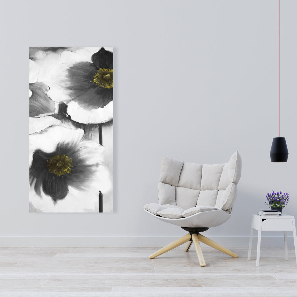 Black and White Floral Canvas - Botanical Home Decor
