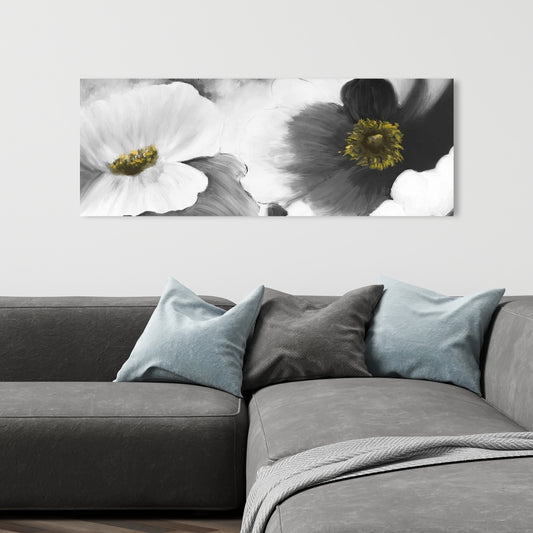Black and White Floral Canvas - Botanical Home Decor