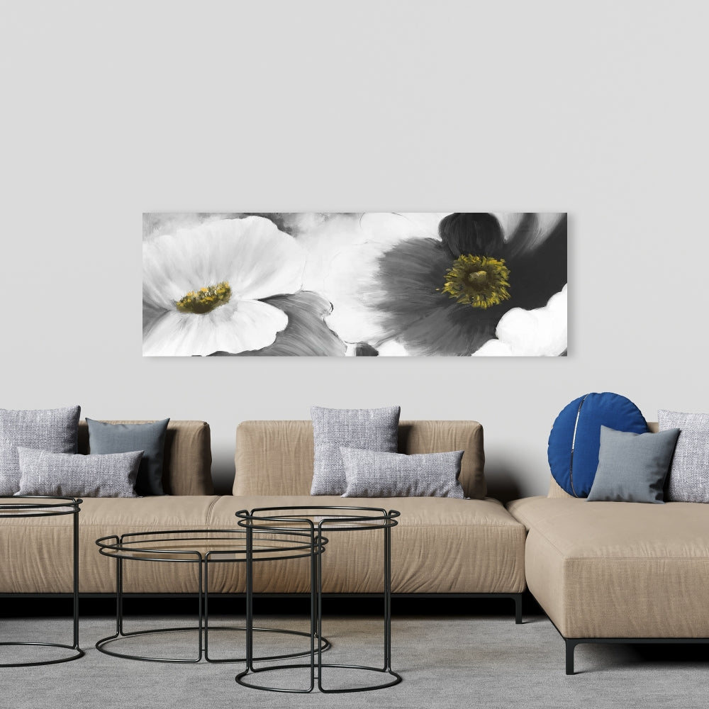 Black and White Floral Canvas - Botanical Home Decor