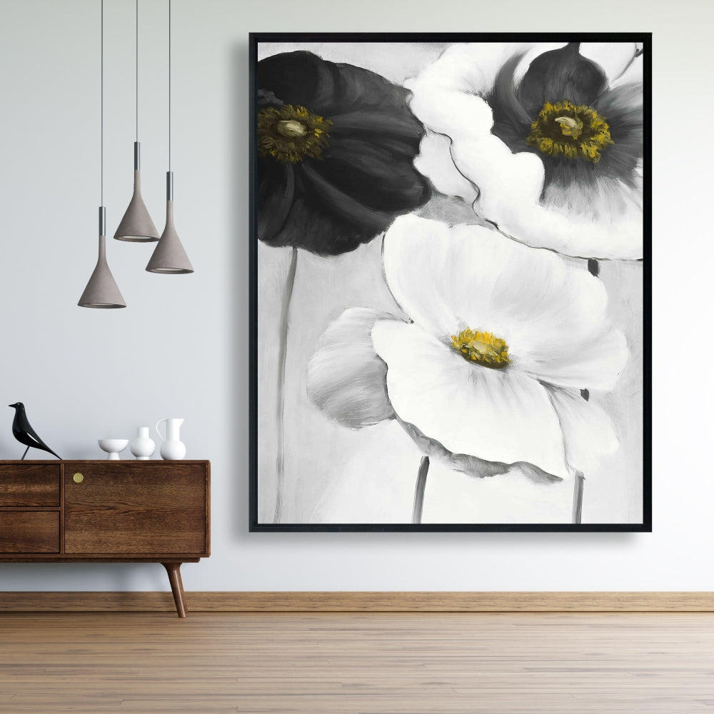 Fleurs blanches assorties | Toile encadrée florale contemporaine